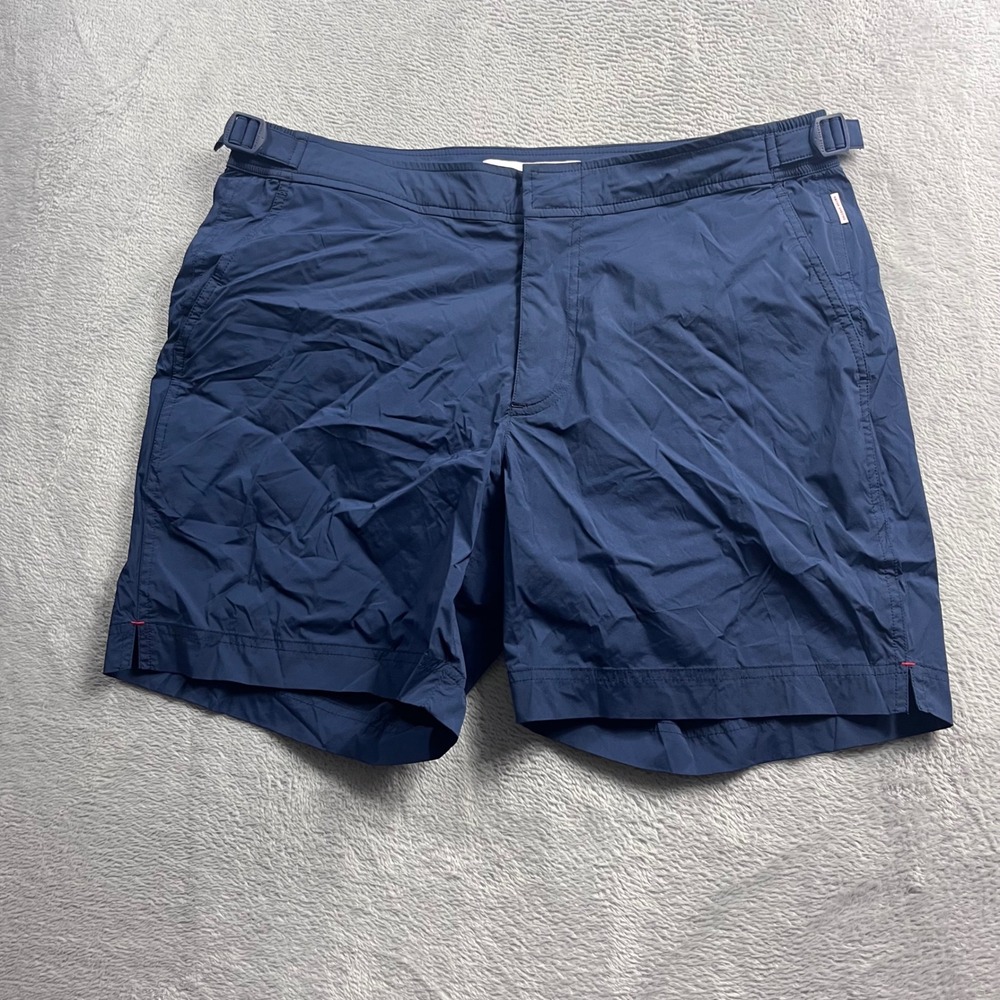 Orlebar Brown Bulldog Navy Swim Shorts Mens 32 Adjustable Side Fasteners